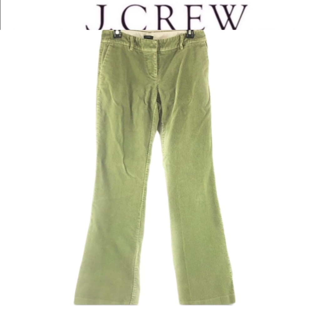 J crew green corduroy low fit pants size 4